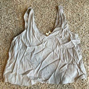 Aritzia gray cropped tank with tie back, size small